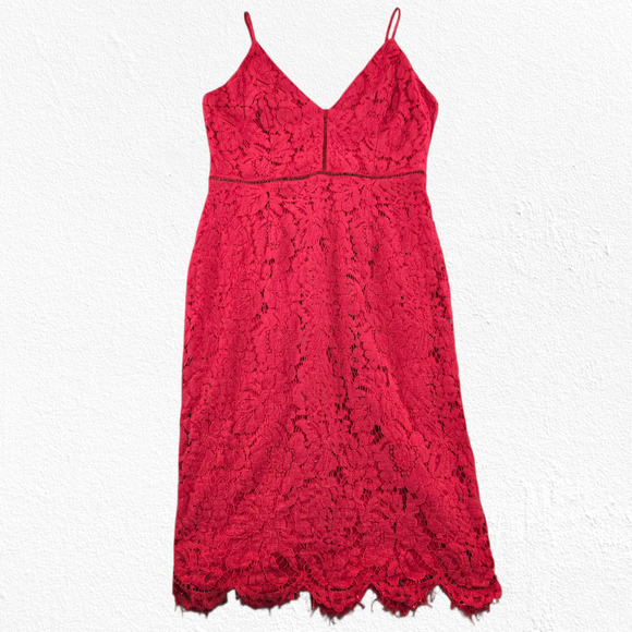ASTR The Label Red Lace Midi Dress V-Neck Cocktail Slip Dress Size Medium - Picture 1 of 8